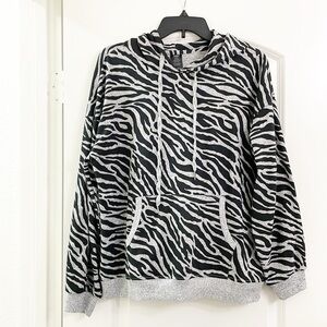 Lildy black/gray zebra print hoodie
